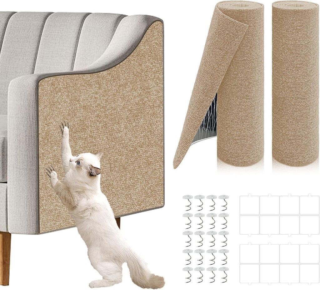 2 Pcs Self-Adhesive Cat Scratch Mat, Cat Scratch Furniture Protector, Grey