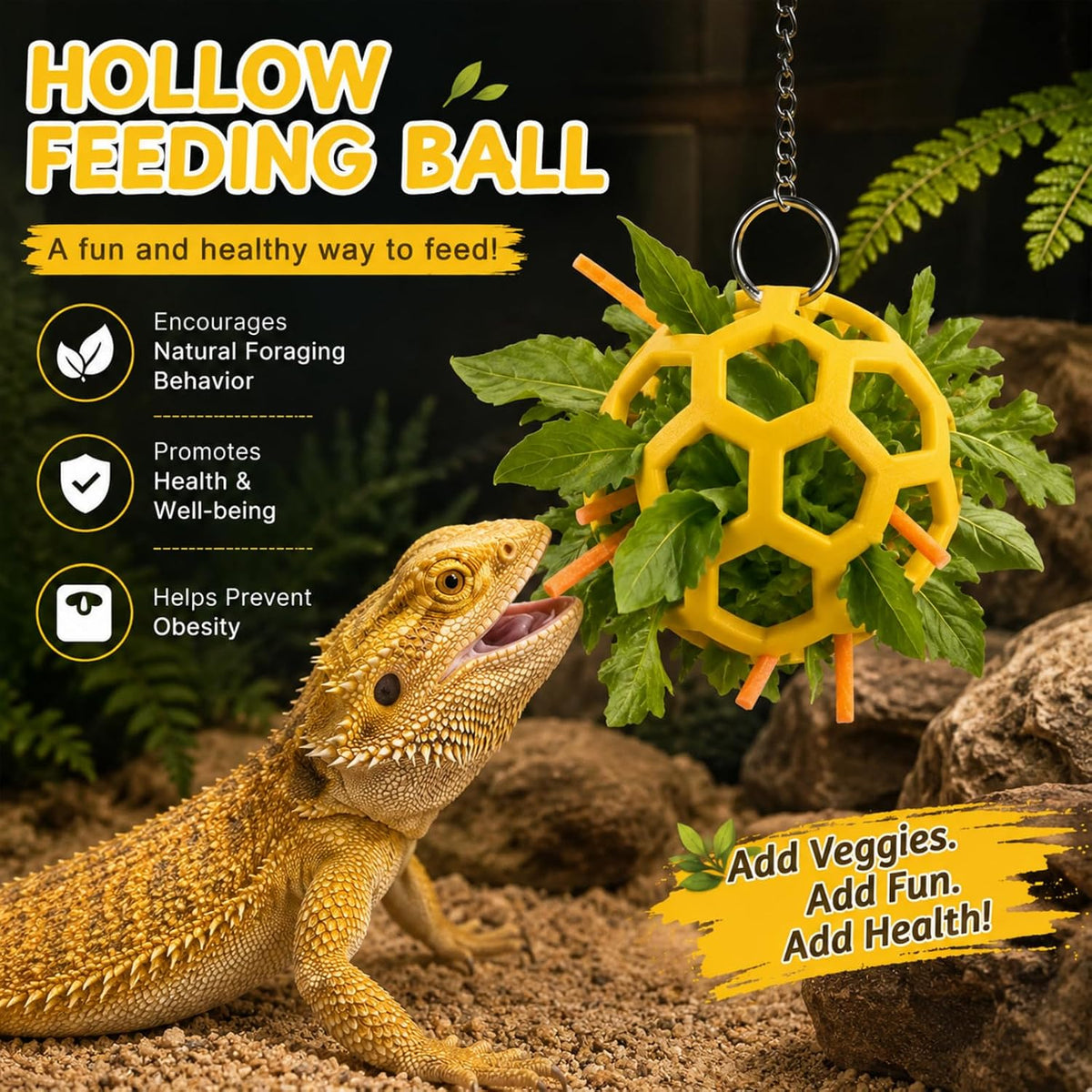 Bearded Dragon Enrichment Toys with Climbing Vine, Hammock and Feeder Ball