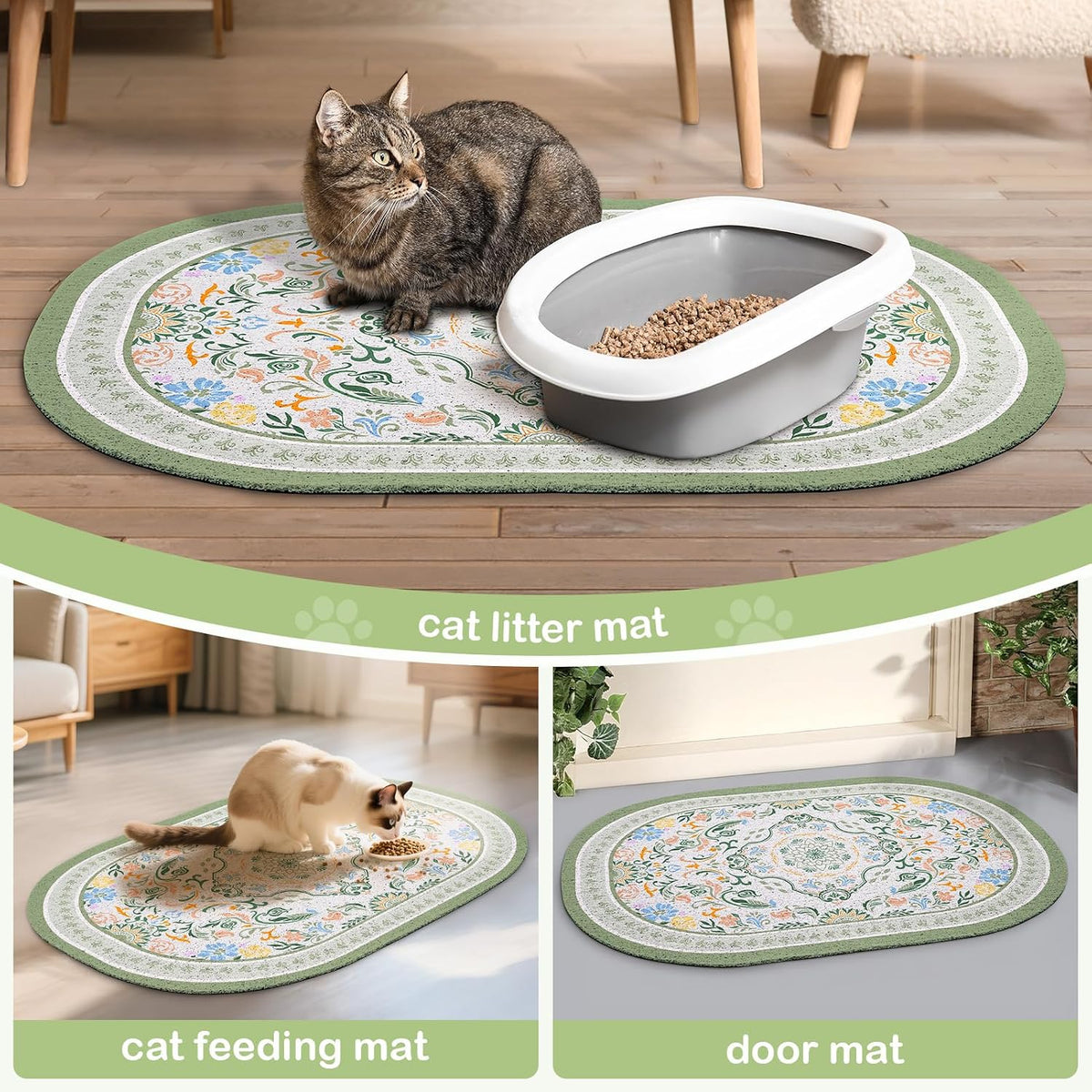 Bienbee Cat Litter Mat, 24" x 15" Dense Trapping Mesh for Litter Boxes