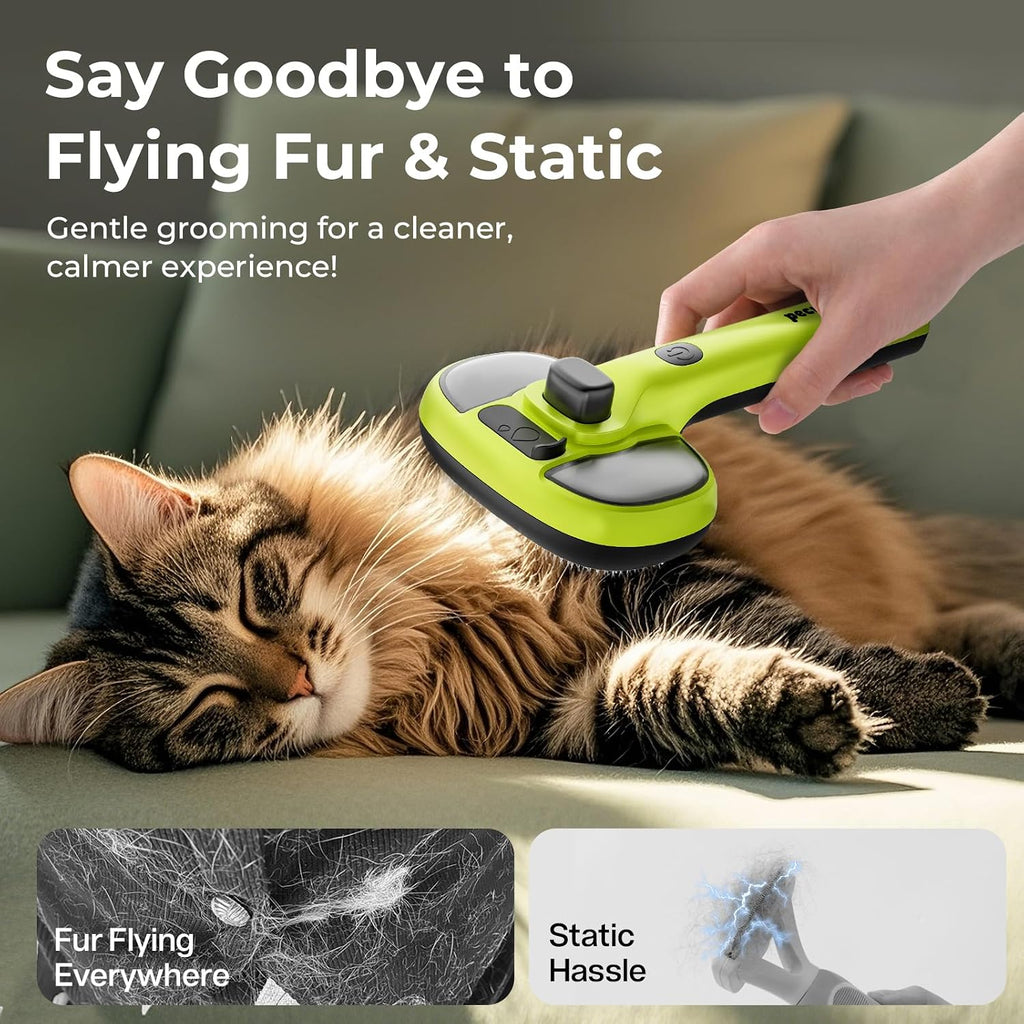 Pet Grooming Tool Bundle: Self-Cleaning Cat Steam Brush + Self-Cleaning Undercoat Rake + Comb