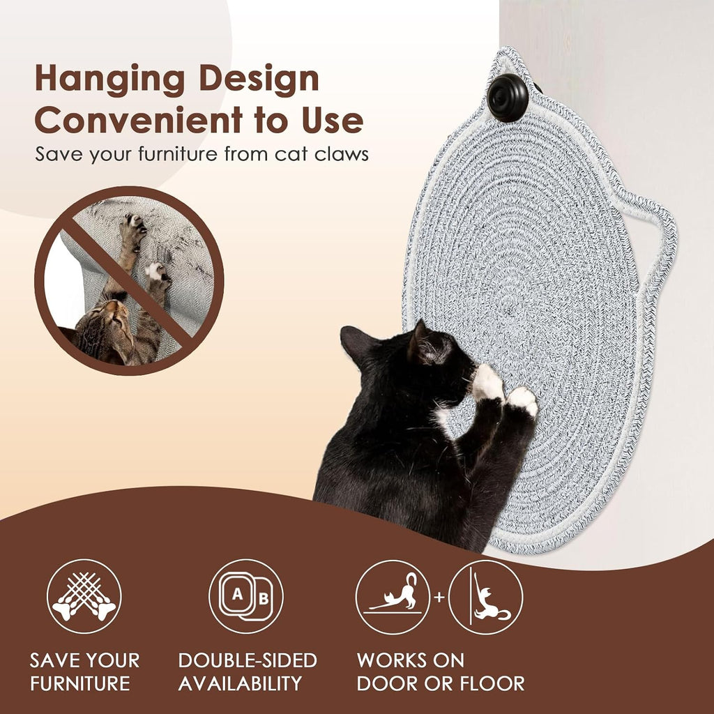 Cat Scratcher Mat, Natural Cotton Rope Cat Scratch Pad, 15.7'' Round Horizontal Floor Cat Scratching Pads for Indoor Cats, Cat Furniture Protector for Wall, Couch, Carpets, Sofas