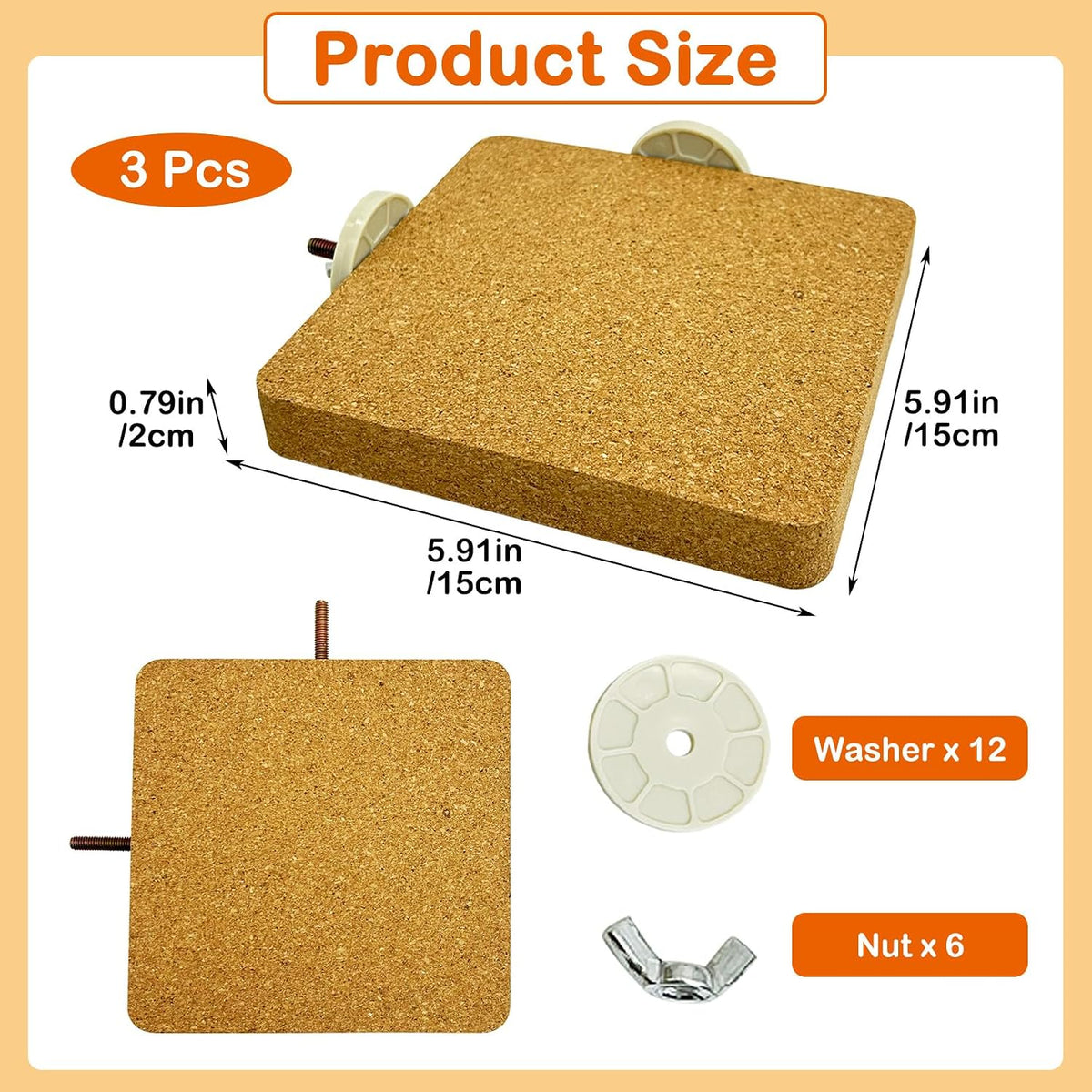 3 Pack Bird Perch Platform Cork Parrot Perch Stand Corner
