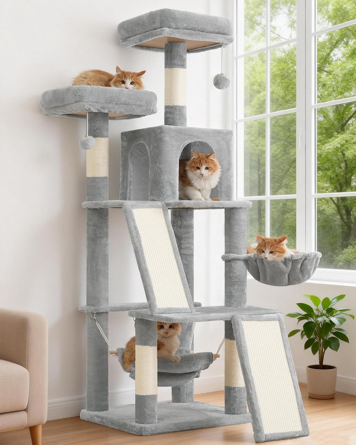 Cat Tree Tower Multi-Level with 2 Scratching Boards, GCT022W