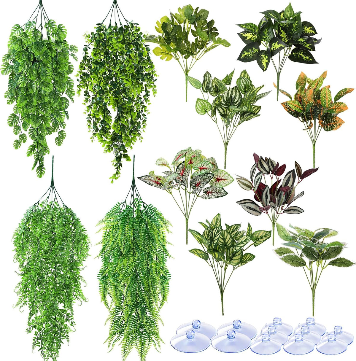 Suncalla 12 Pcs Reptile Plants Terrarium Hanging Vines, Lush