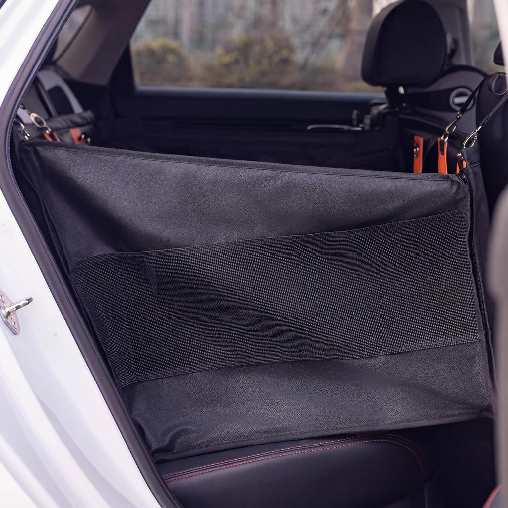 Large Dog Car Seat, Upgraded PU Leather Back Seat Extender with Hard Bottom, Waterproof Pet Car Seat Cover for Medium Sized Dog, Pet Hammock for Cars, SUVs, Trucks