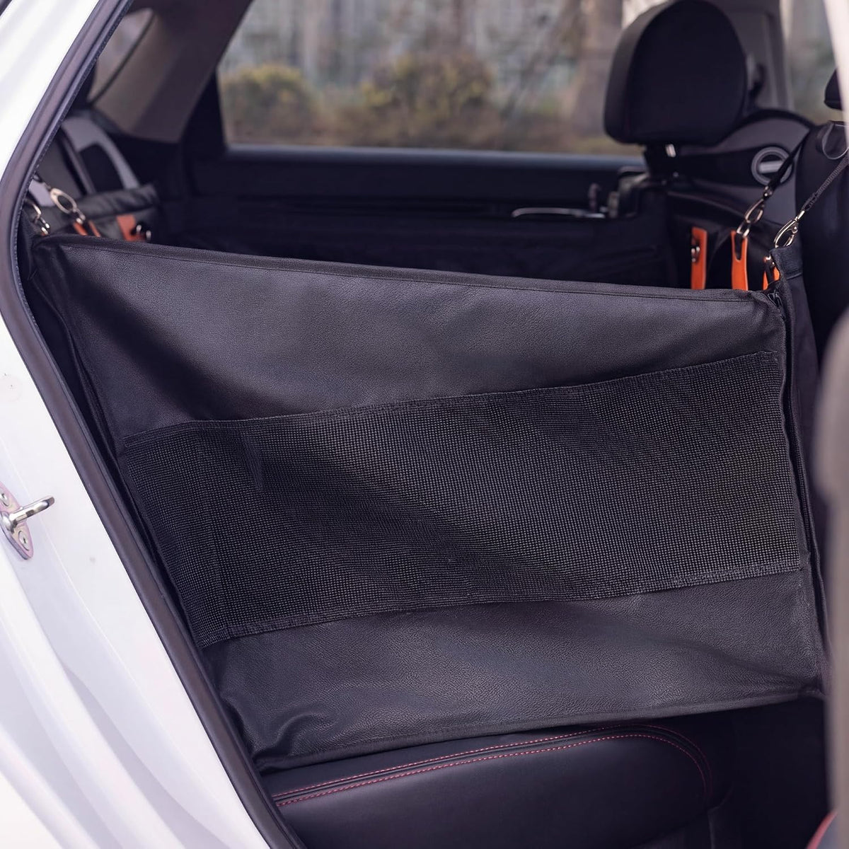 Large Dog Car Seat, Upgraded PU Leather Back Seat Extender with Hard Bottom, Waterproof Pet Car Seat Cover for Medium Sized Dog, Pet Hammock for Cars, SUVs, Trucks