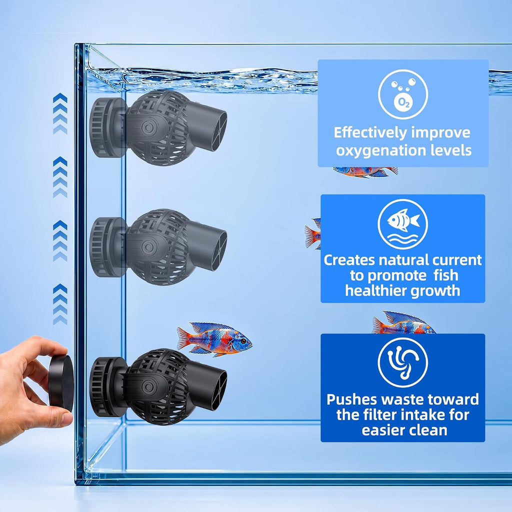 1050 GPH Aquarium Circulation Pump Wave Maker Power Head with magnetic mount Suction Blue