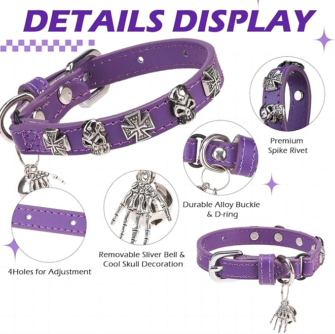 EXPAWLORER Leather Cat Collar for Girl Boy- Adjustable Pet Collar - Image 3