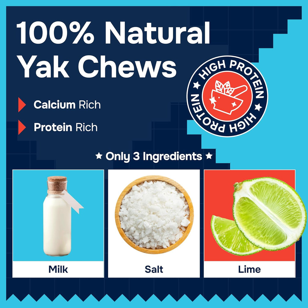 100% Natural Yak Cheese Himalayan Made Dog Chews All Breeds - Lactose Free Yak Chew for Small, Medium & Large Dogs - Dental Cleaning Dog Chews Aggressive Chewers - Long Lasting Odor & Gluten Free