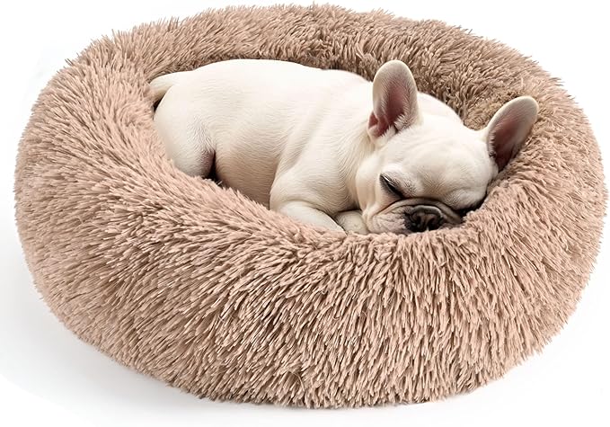 28in Large Dog Bed, Medium Size Dog and Cats, Calming Donut Bed by Hoewina