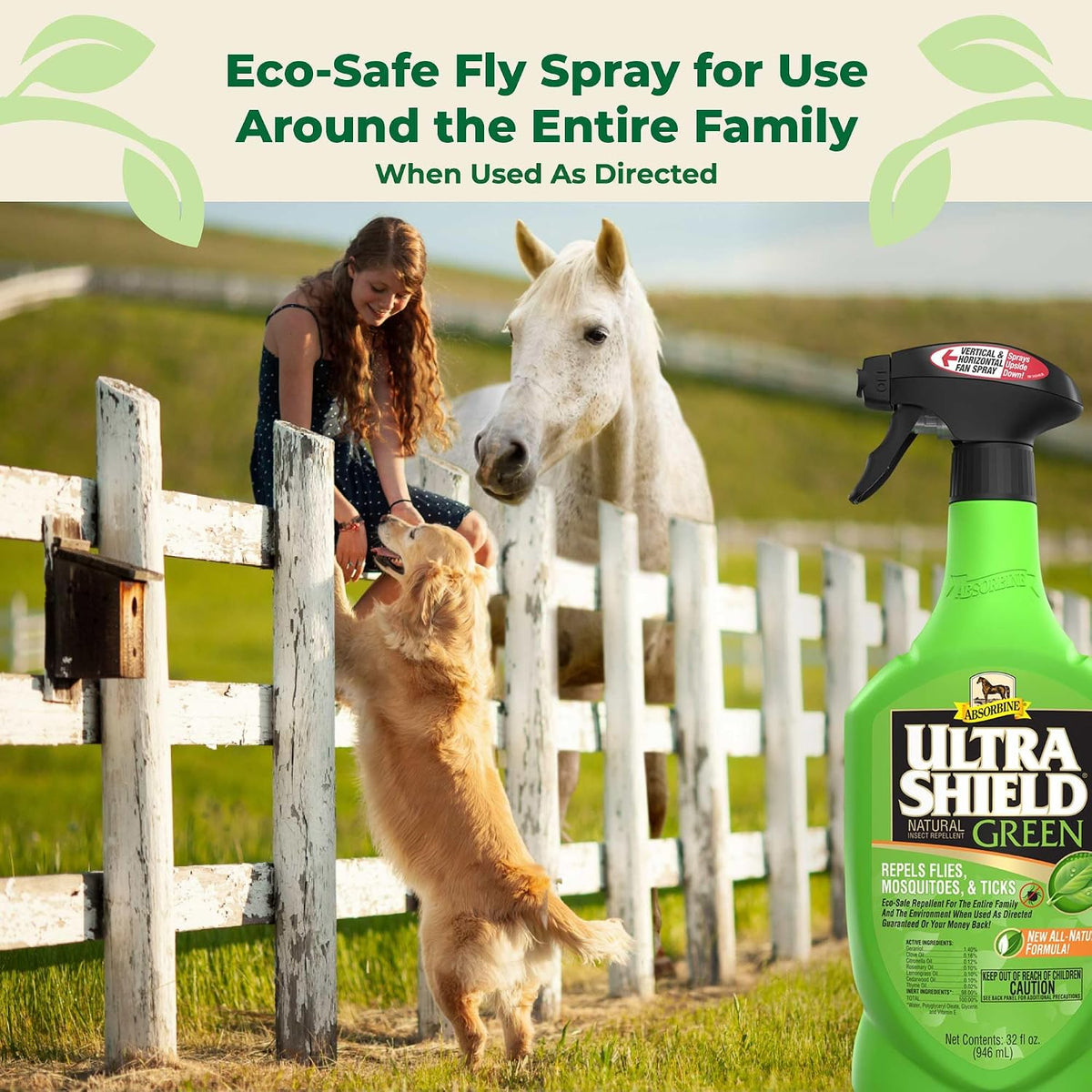 Absorbine UltraShield Green Natural Insect Repellent, 32 oz Sprayer