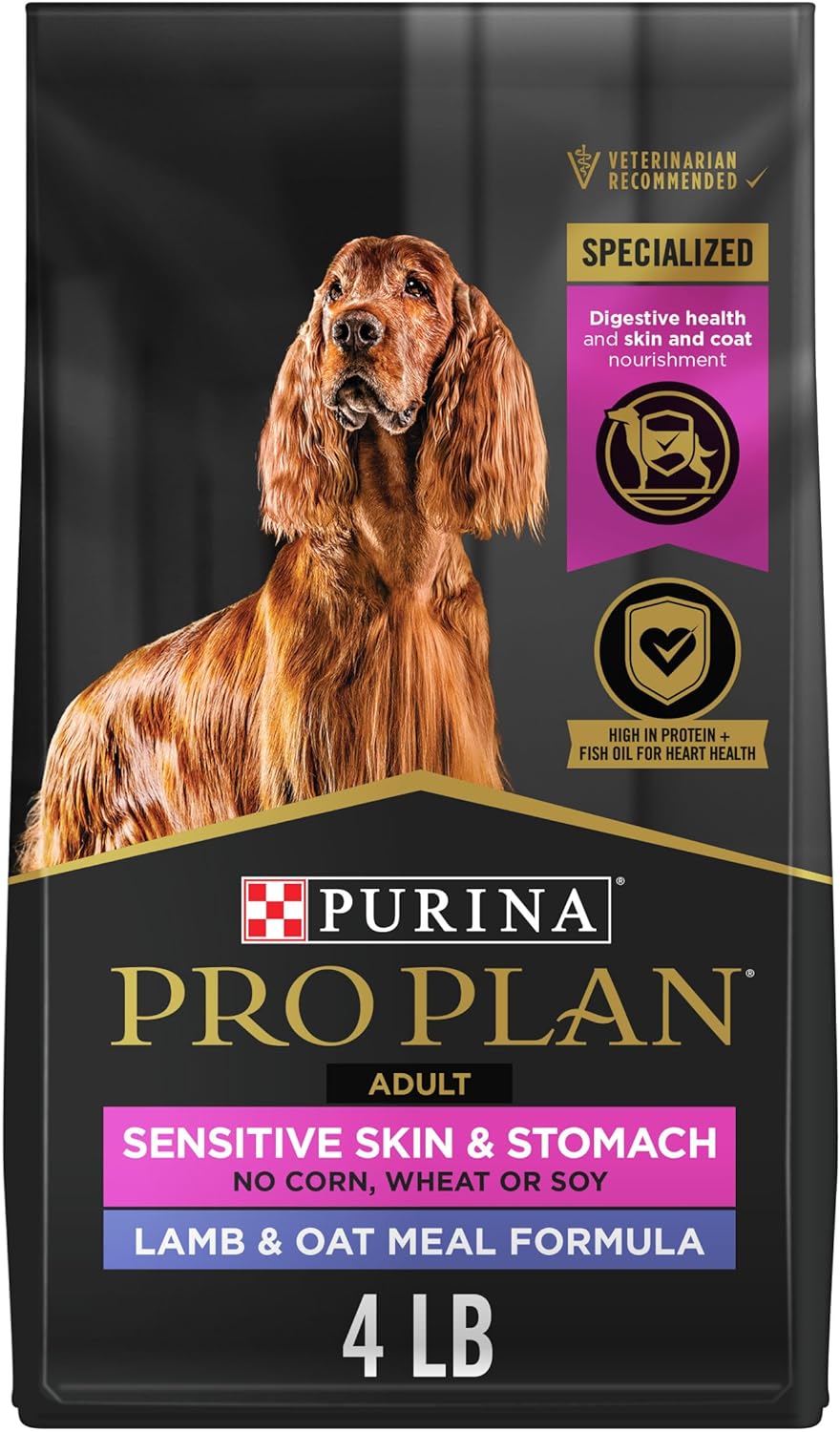 Purina Pro Plan Sensitive Skin & Stomach Dry Dog Food, Real Lamb, 4 lb Bag