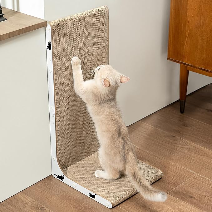 Cat Scratcher Lounge, 23 Inch L-Shaped Cat Scratch Pad, Vertical & Horizontal - Image 8