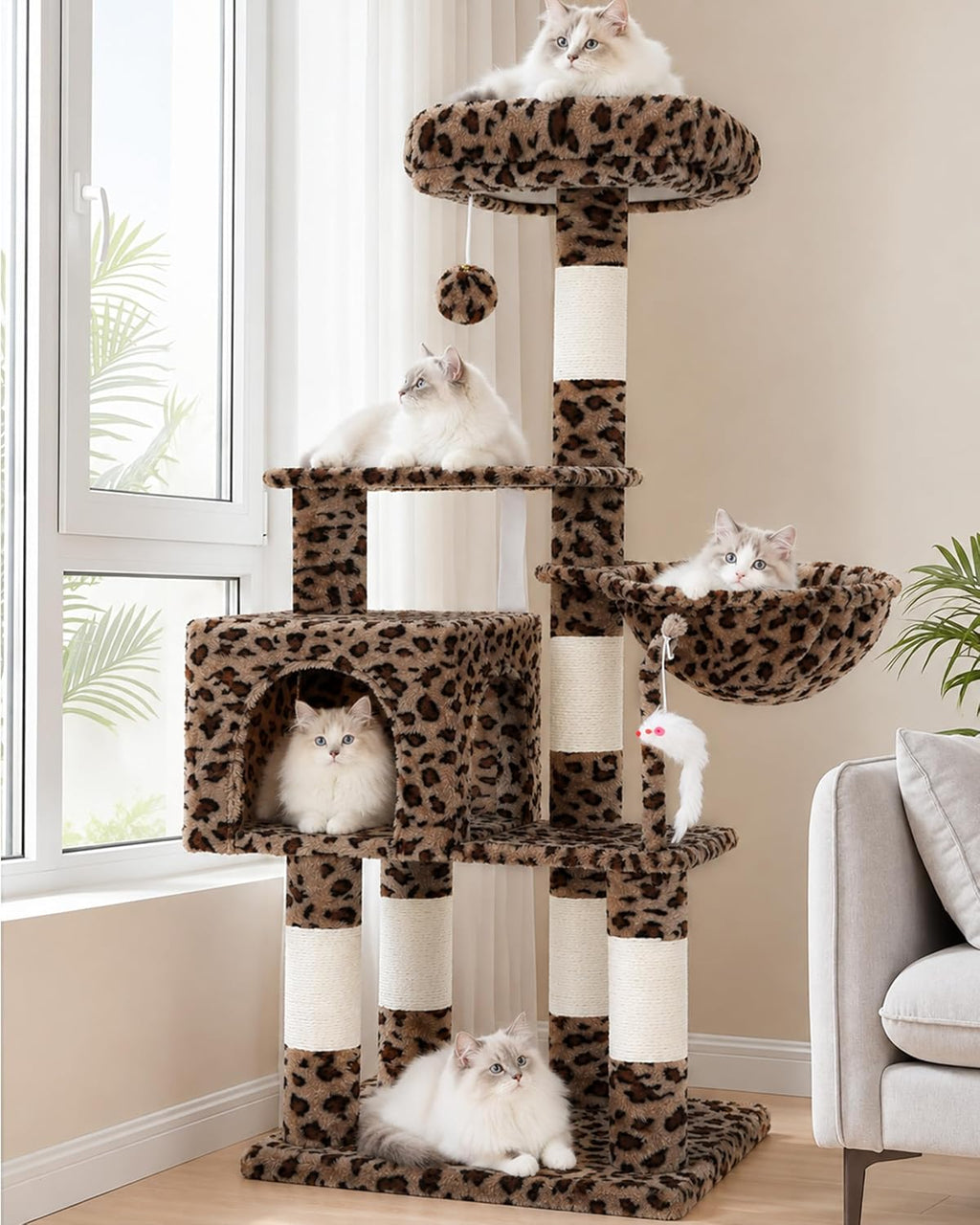 Heybly Cat Tree, 74-Inch Streamlined Cat Tower for Large Cats HCT061W