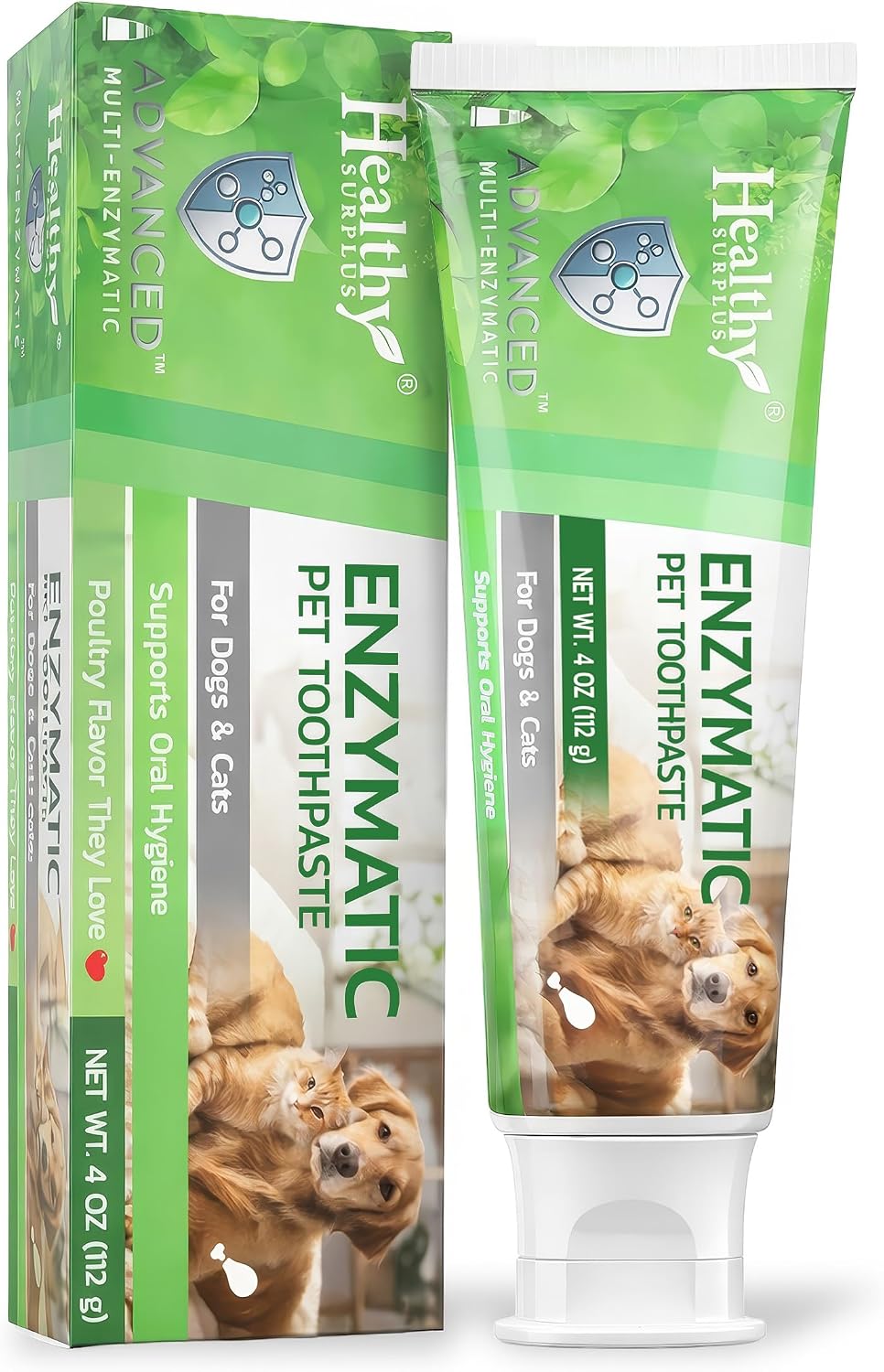 Enzymatic 4 Oz Poultry Flavored Pet Toothpaste and Silicone Fingerbrush Twin Pack | Fresh Breath, Plaque & Tartar Control | Dog & Cat Tooth Brushing Kit Oral Care for Pets