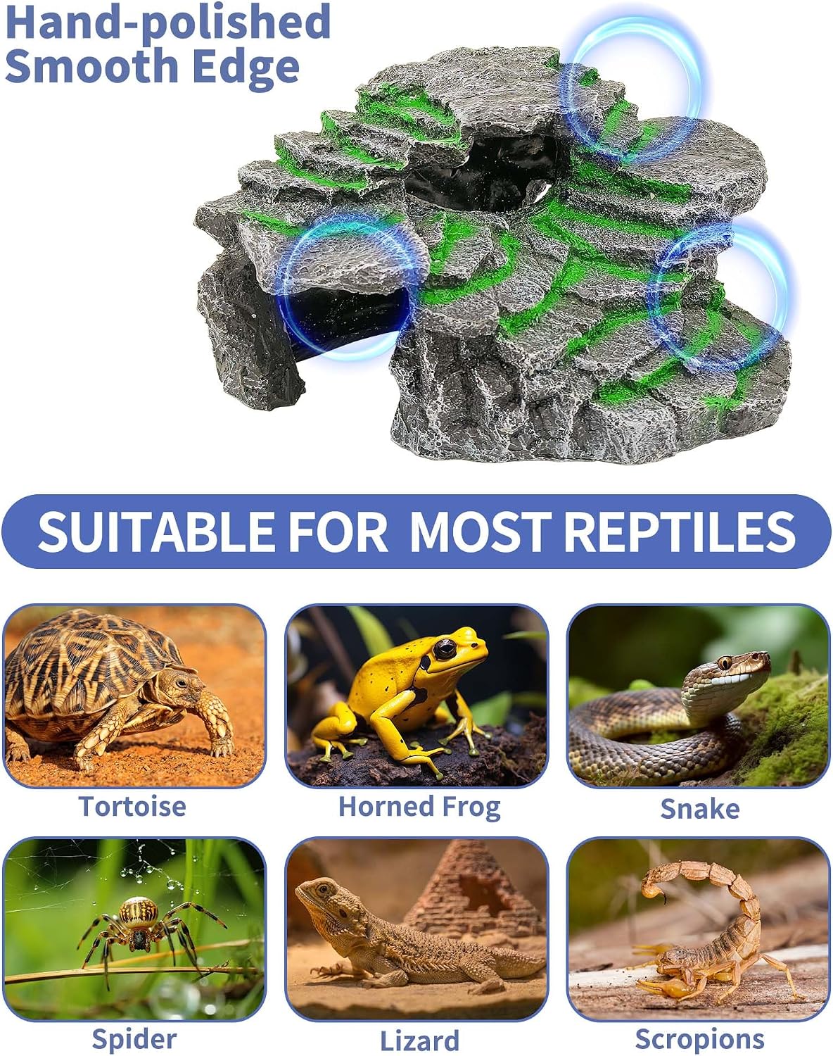 Moonorange Turtle Basking Platform Turtle Tank Decoration for Aquariums & Terrarium, Turtle, Lizard, Reptile Habitat Hideout (Black)