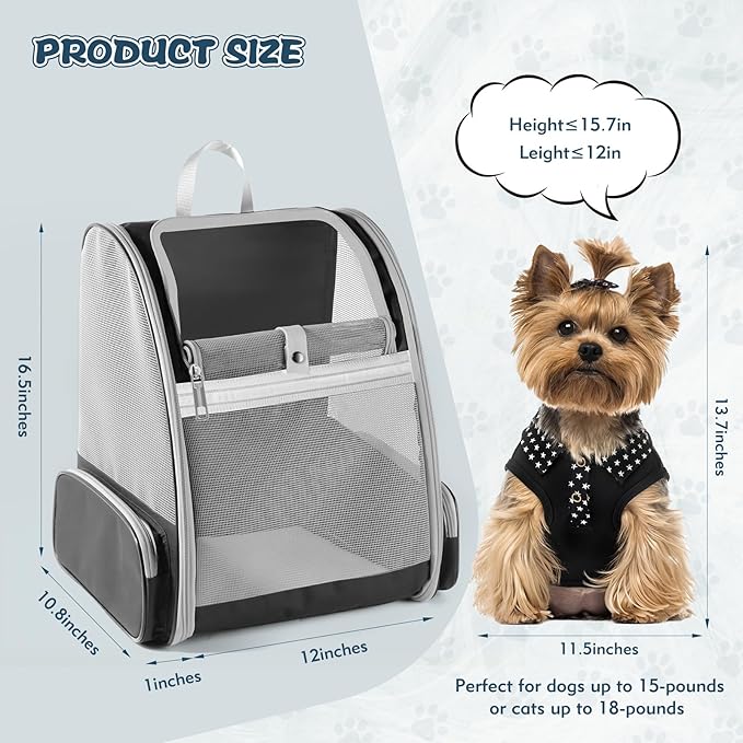 Cat Backpack Carrier, Pet Backpack Carrier Cats and Small Dogs, Collapsible - Image 2