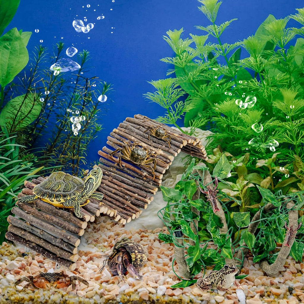 Hysagtek Bearded Dragon Tank Accessories - Reptile Hideout Bridge Climbing Plants Crested Gecko Tank Accessories Terrarium Decoration for Lizard Frog Snake Leopard Gecko Crab Hermit Crab Chameleon