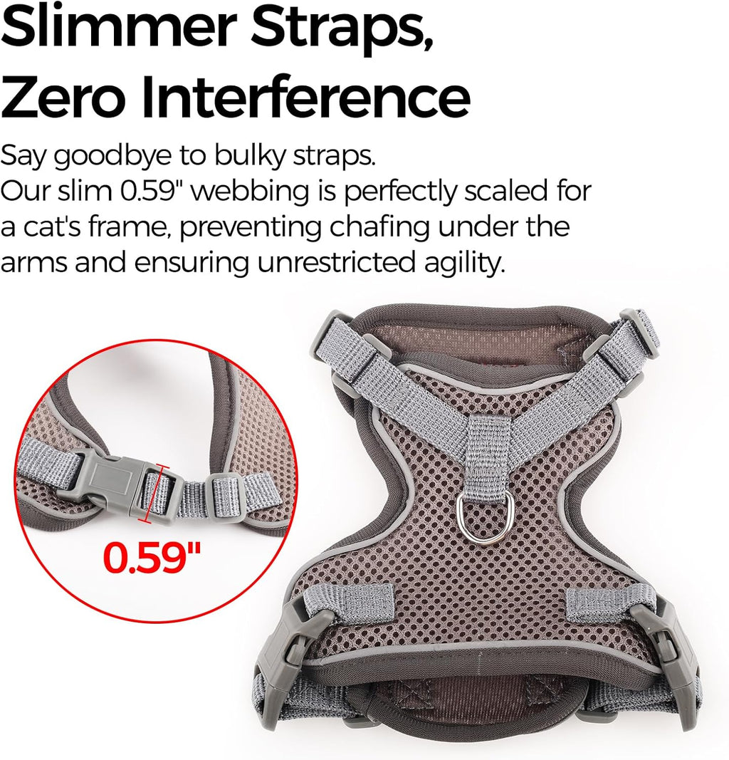 Cat Harness and Leash Set, Lightweight Air-Mesh Cat Vest, Grey, M