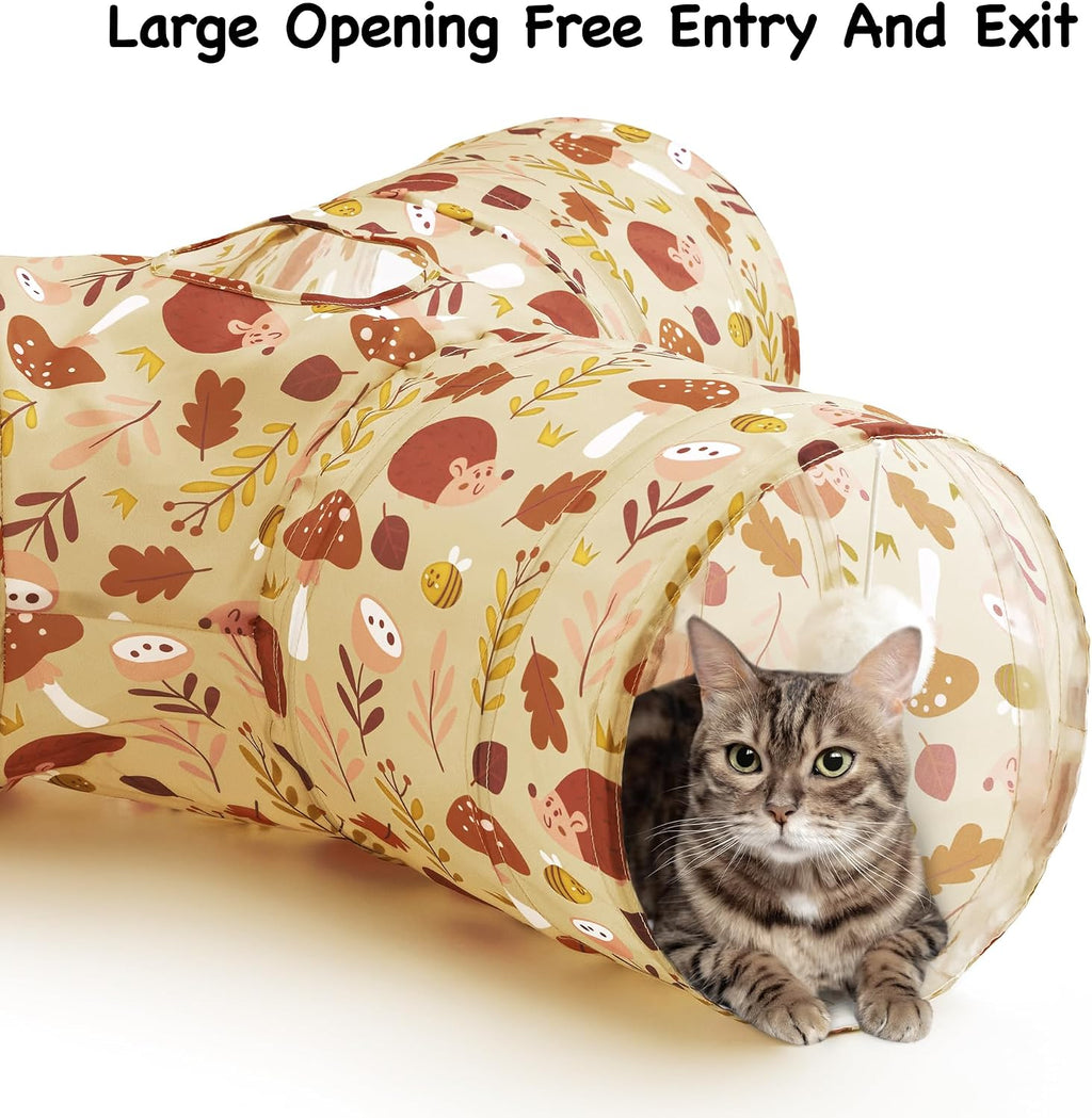 Tempcore Cat Tunnel, 3-Way Collapsible Toy for Indoor Cats, Hedgehog