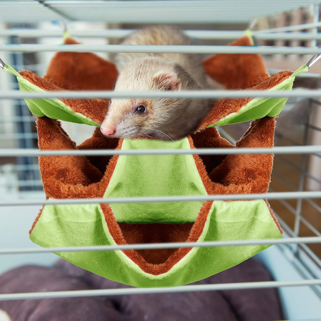 Weewooday 3 Pcs 3 Tier Small Animal Hammock for Cage,Pink,Blue,Green