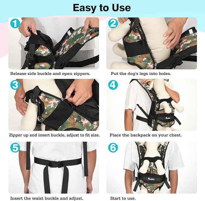 Pawaboo Pet Dog Front Carrier Backpacks, Legs Out Pet Carrier Backpack - Image 3