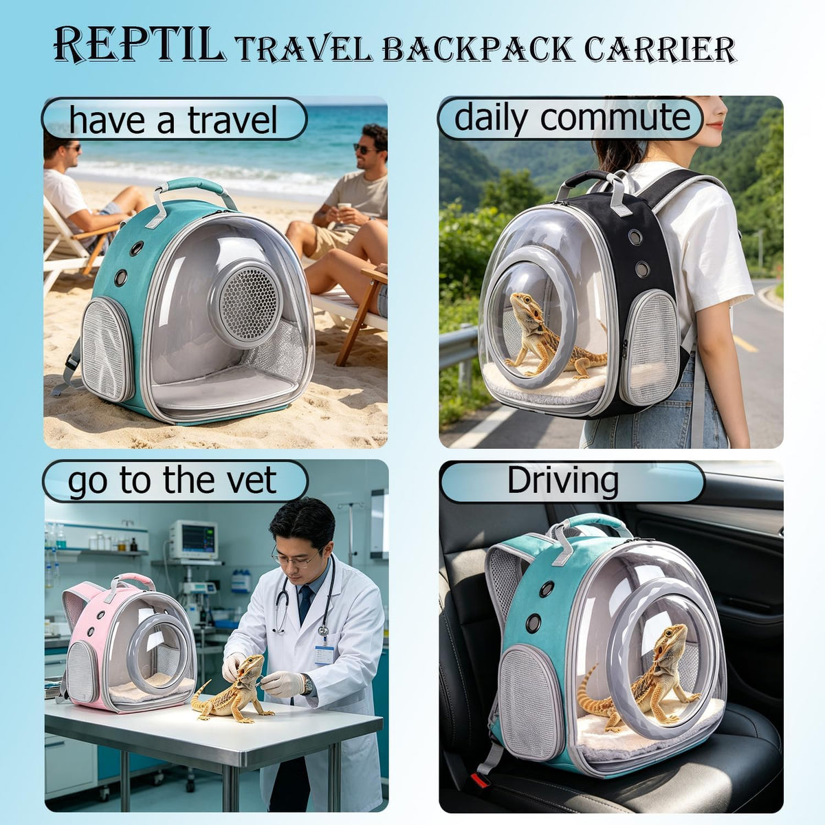 WEVONIGU Guinea Ping Travel Backpack Carrier with Clear Bubble Dome Window Large Space & Breathable Travel Cage with Soft Mat Airline Approved