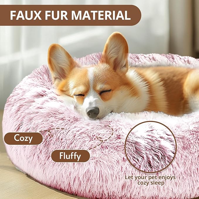 JOLLYVOGUE Calming Dog Bed Medium Size Dog, Anti-Anxiety Donut Medium Pet Bed - Image 2