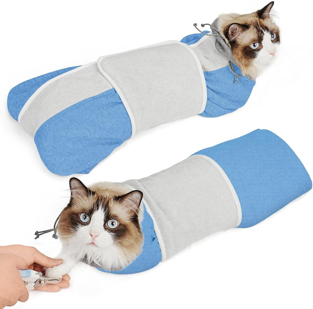 Supet Cat Grooming Wrap for Cutting Nails, Self-Adhesive Calm Cat Swaddle