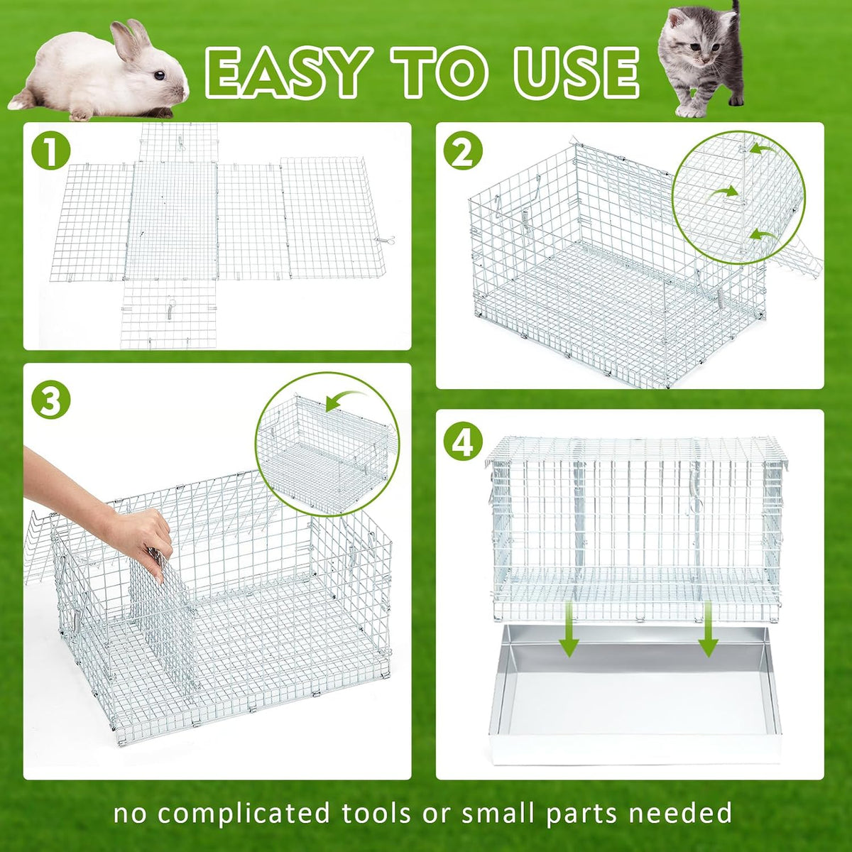 DoubleFill 3 Hole Foldable Rabbit Transport Cage with Hay Feeder & Handles