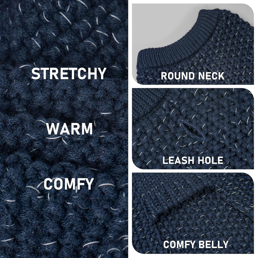 KYEESE Reflective Yarn Dog Sweater for Small Medium Dog Thick Knit Pullover