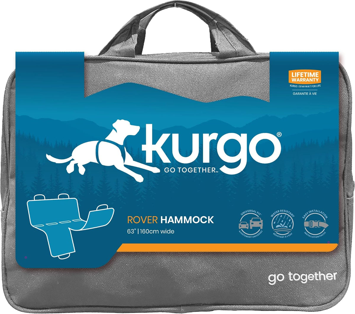Kurgo Rover Hammock Car Seat Cover, Grey, 55" Wide
