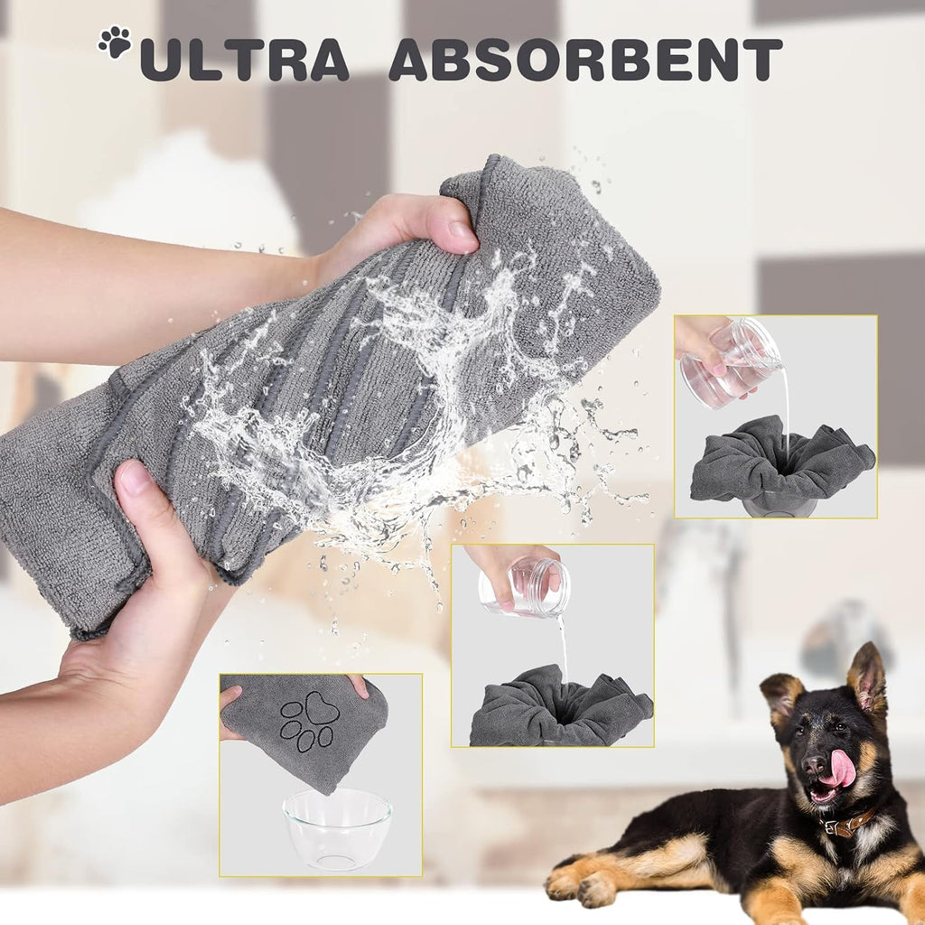 4 Pcs Dog Towels for Drying, 16 x 32 Inch, Gray