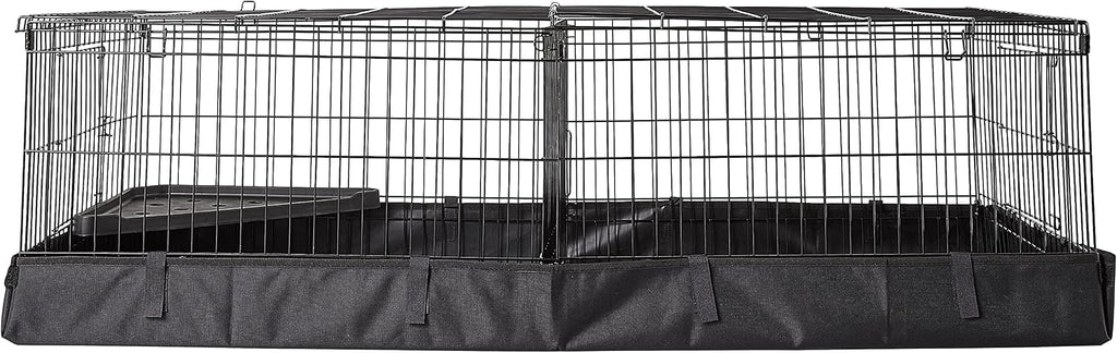 Amazon Basics Leakproof Canvas Bottom Guinea Pig Cage, Easy to Clean Small Animal Habitat with Divider Set, Indoor/Outdoor, Portable, No Tools Needed, 47.6"L x 24.2"W x 14"H, Black