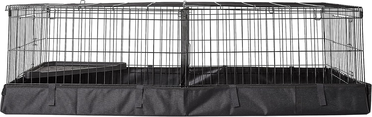 Amazon Basics Leakproof Canvas Bottom Guinea Pig Cage, Easy to Clean Small Animal Habitat with Divider Set, Indoor/Outdoor, Portable, No Tools Needed, 47.6"L x 24.2"W x 14"H, Black