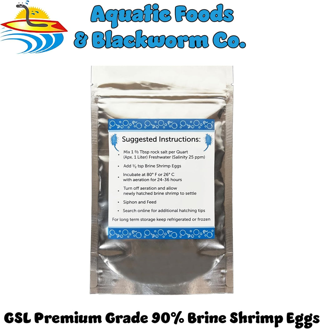 Brine Shrimp Eggs Premium Grade 90% Hatch Rate, Great Salt Lake Artemia Brine Shrimp Eggs. - 25 Grams - .88oz