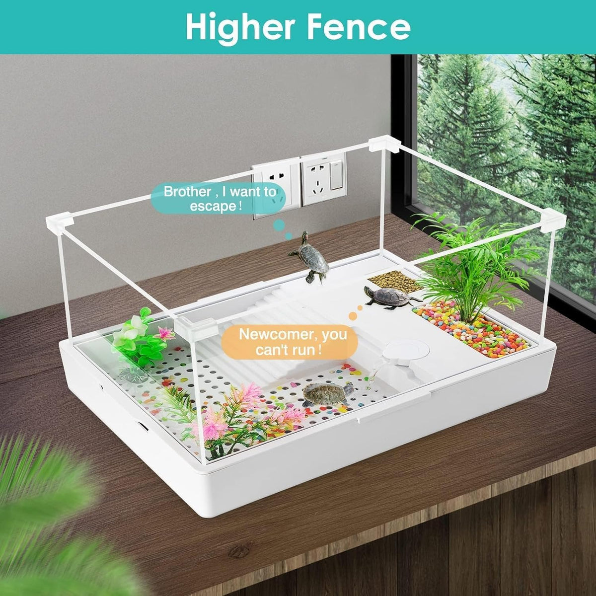 Turtle Tank Kit with Light and Water Pump, Small Turtle Habitat Starter Kit