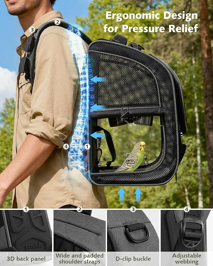 Pecute Bird Backpack Carrier for Small Birds, Bird Carrier - Image 4