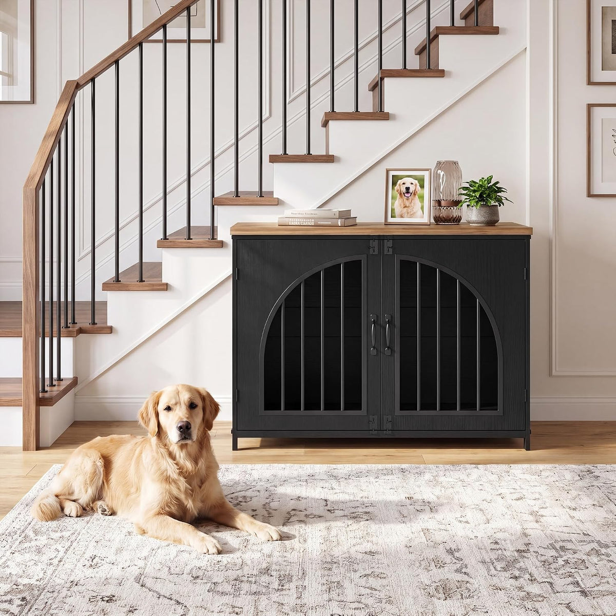 Garvee 42.5" Dog Crate Furniture for Medium & Large Dogs, Lockable Door
