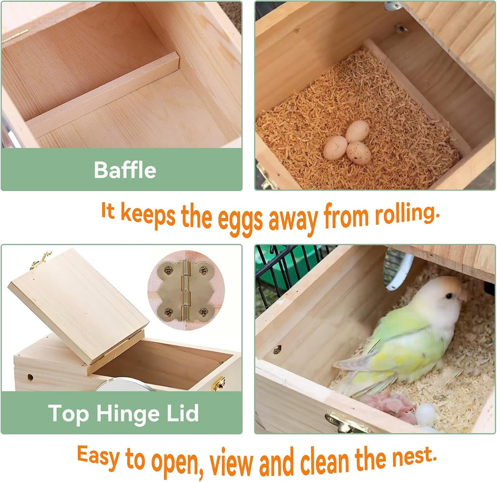 JSLZF Parakeet Nesting Box, Bird Nest Box with Perch for Parrot