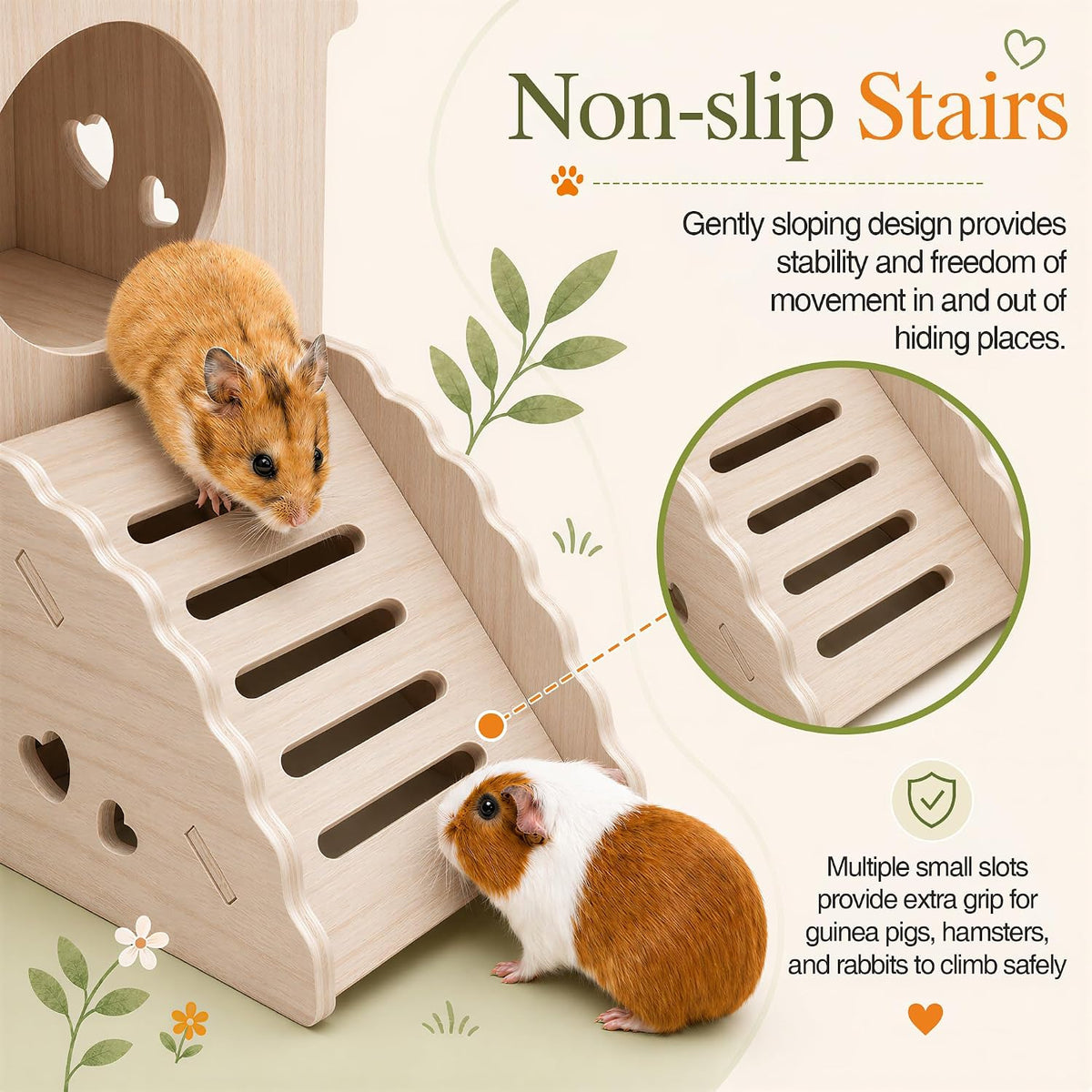 Wooden Hamster & Guinea Pig Castle Hideout, Double-Decker Maze Hut