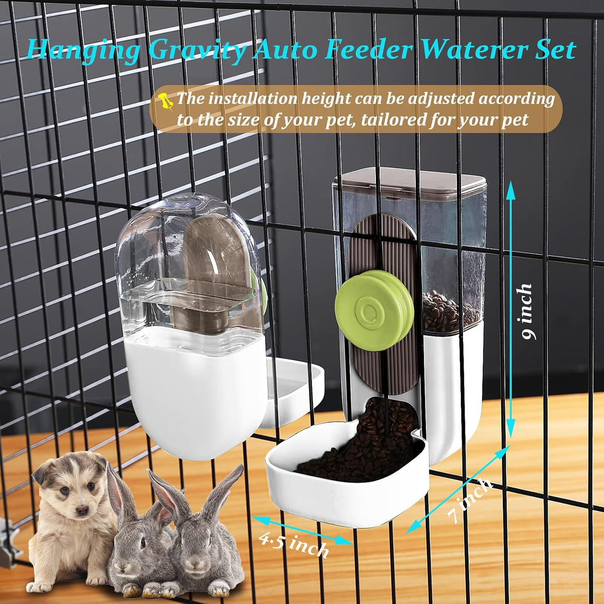 Kenond 35oz Rabbit feeders,Rabbit Water Dispenser,Pet Ferret Cage Food Bowl
