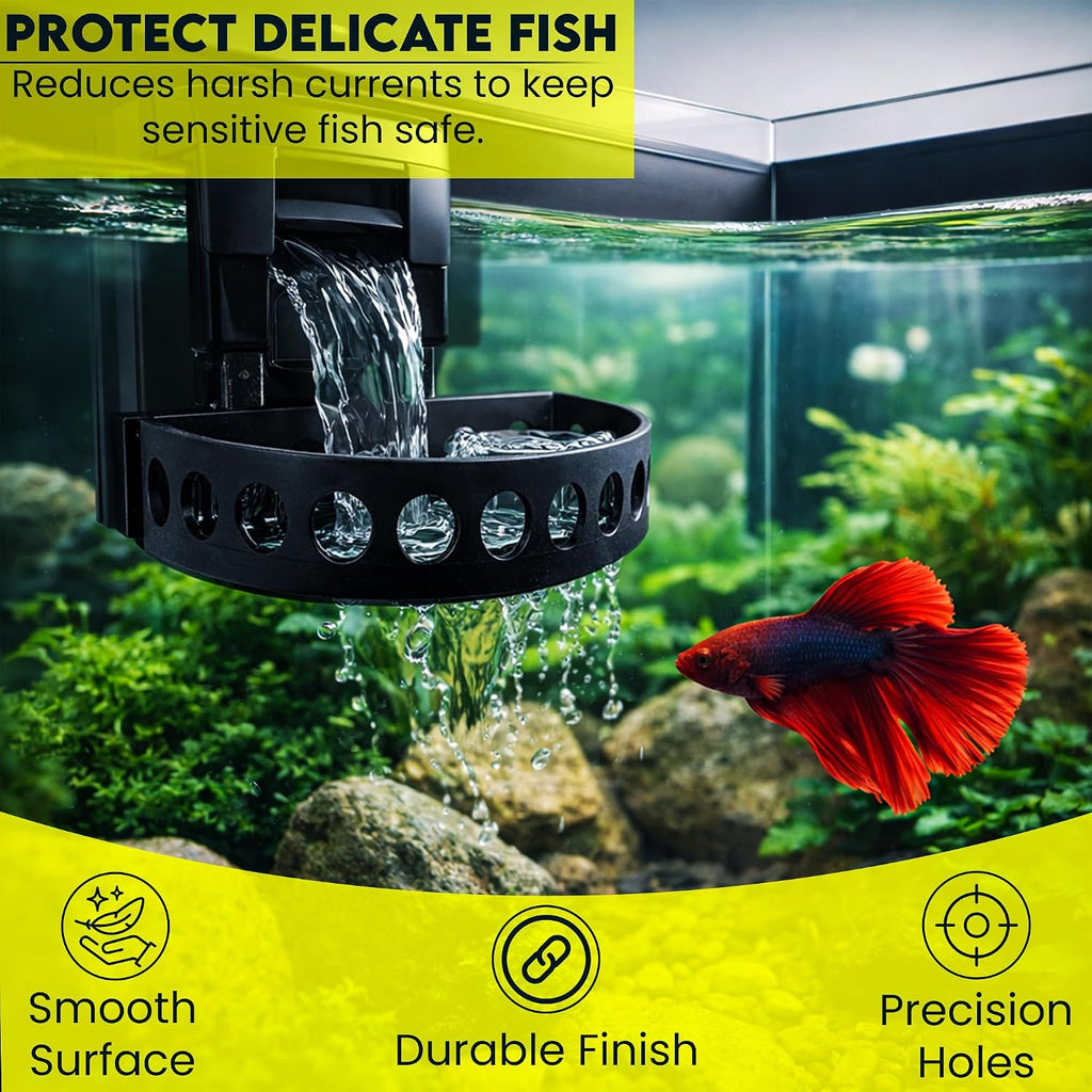 Aquarium Filter Baffle, Universal HOB Filter Compatible, Slow Flow Design for Betta Fish and Shrimp Tanks, 2 Suction Cups for Easy to Install Aquarium (Small)