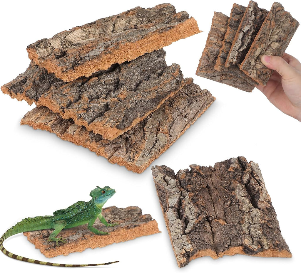 DOITOOL 8 Pcs Reptile Bark Hides, Tree Cork Bark Flats Terrarium Decoration