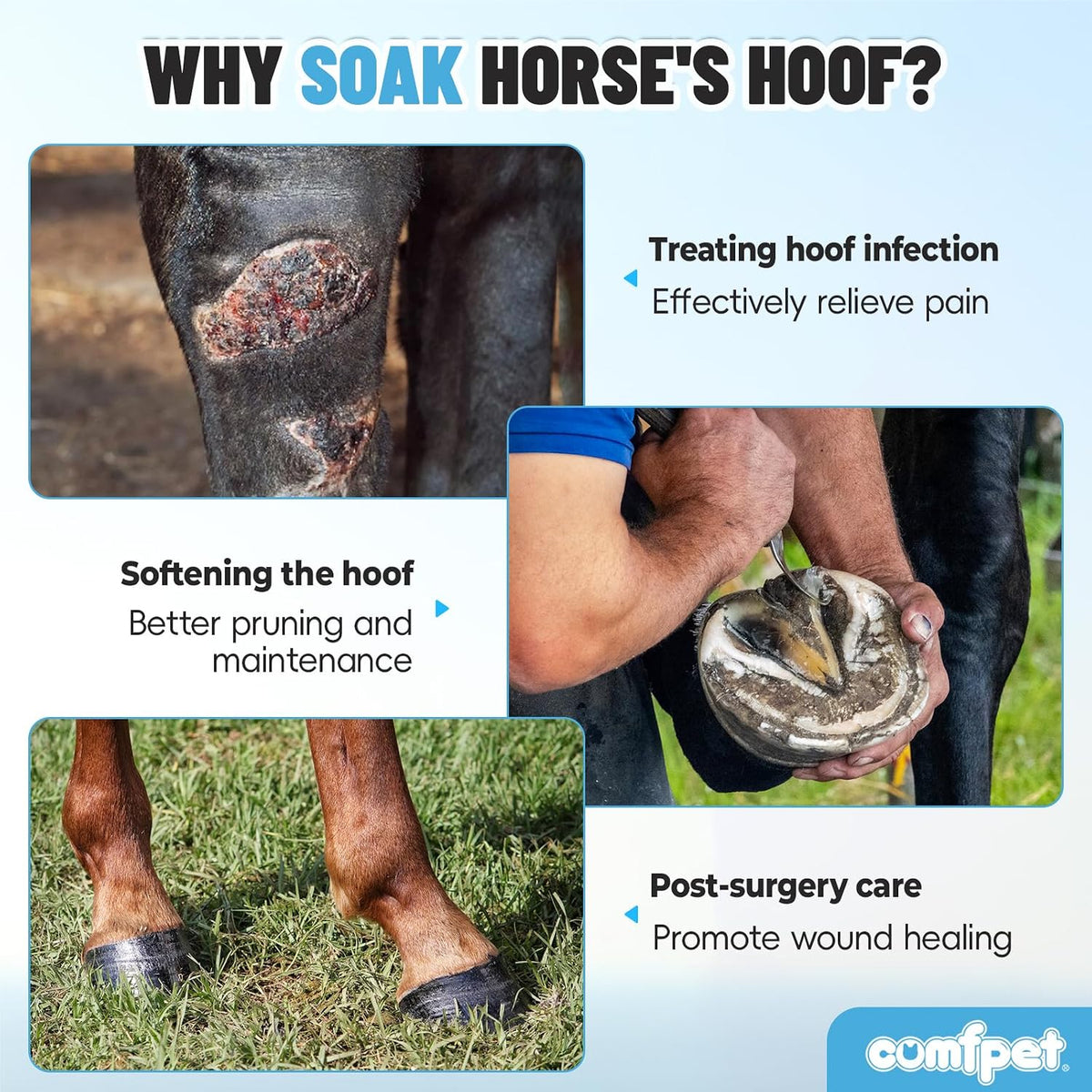 1 Pair Extra-Large Horse Soaking Boots, Horse Soaker Hooves with EVA Pad