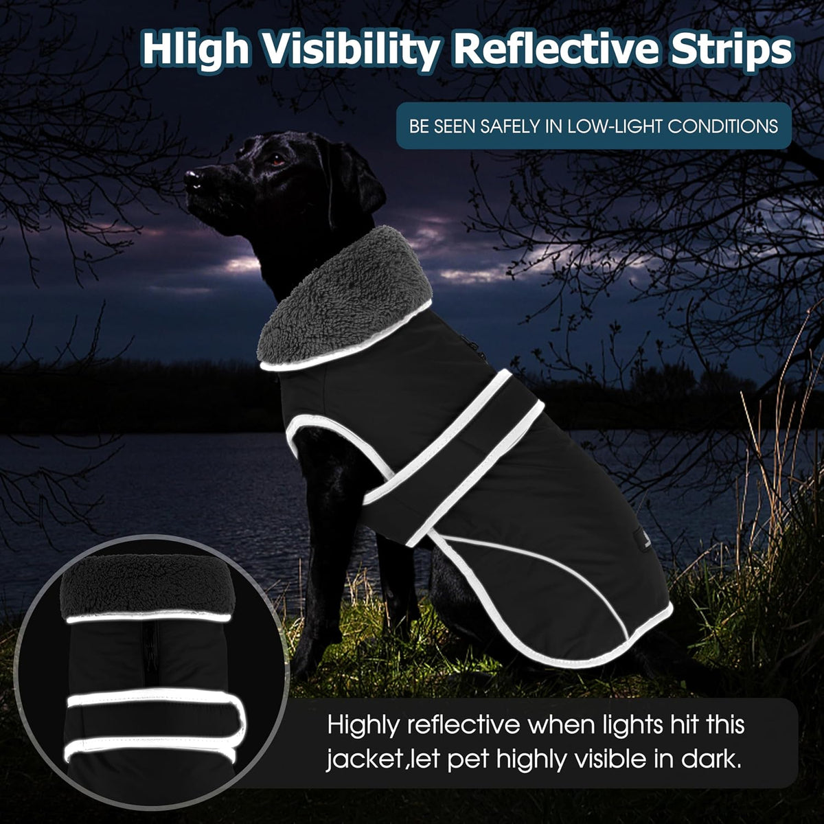 Dogcheer Dog Winter Coat, Waterproof Dog Jacket with Zipper Leash Opening