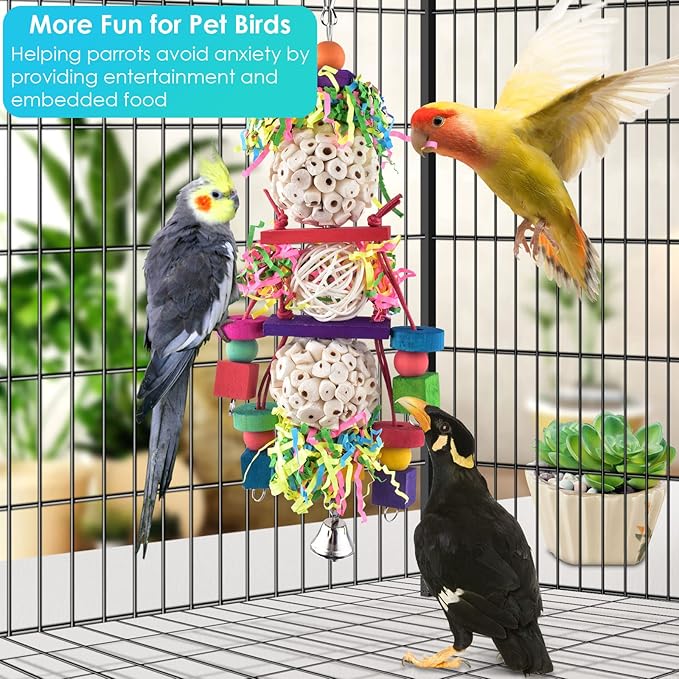 Bissap Conure Toys, Bird Parrot Foraging Shredder Hanging Toys Sola Balls Sepak - Image 3
