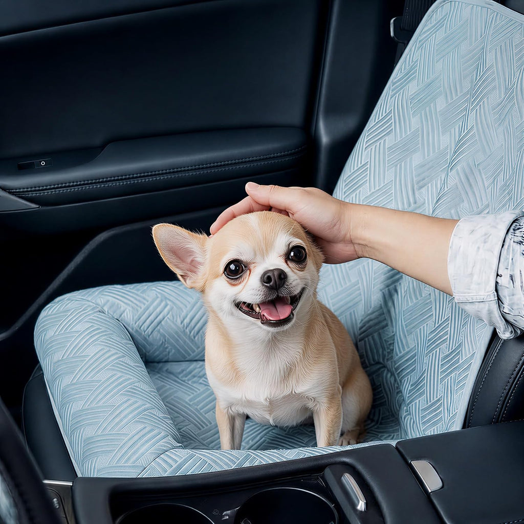 Premium Dog Cooling Car Seat Mat for Small Dogs & Puppies, Front Seat Travel