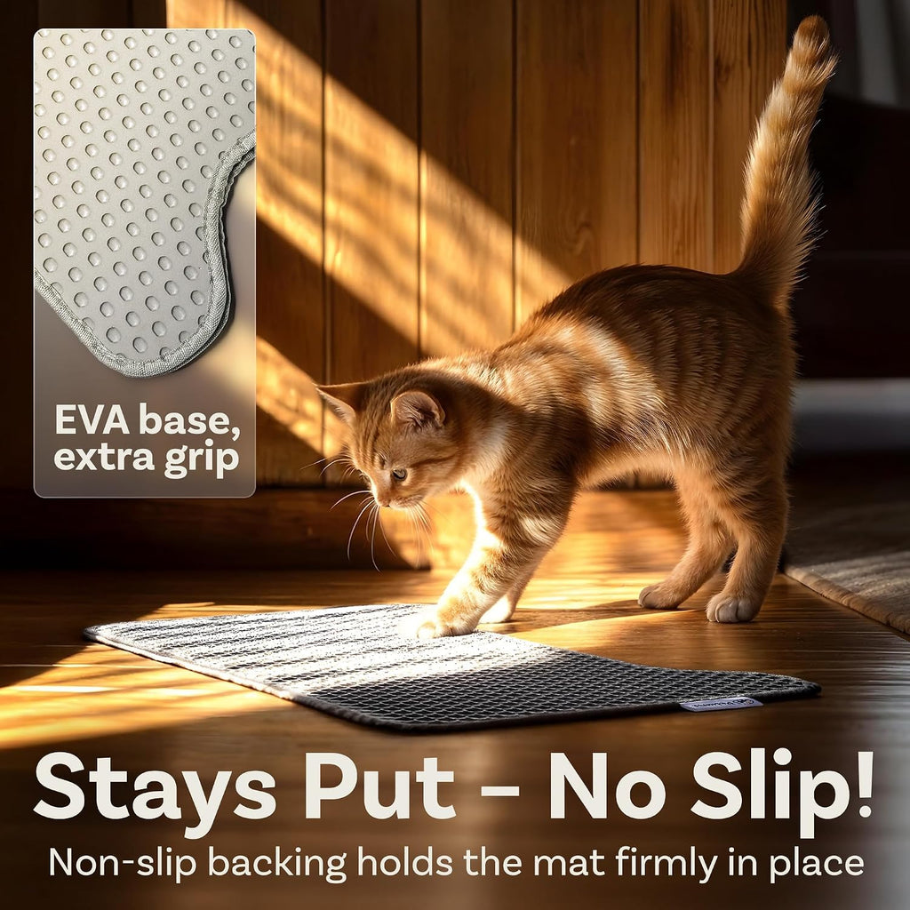 PetCove PurrTek Honeycomb Cat Litter Mat, Silicone Dual-Layer 19.7" x 15.8"