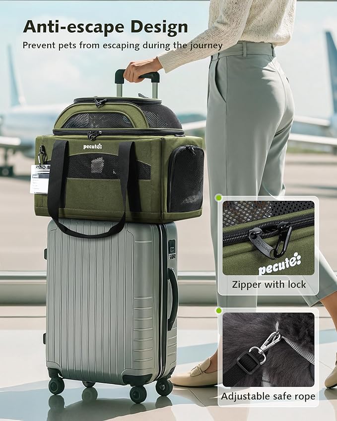 Pecute Top Side Expandable Pet Carrier Airline Approved Dog Cat Carrier - Image 5